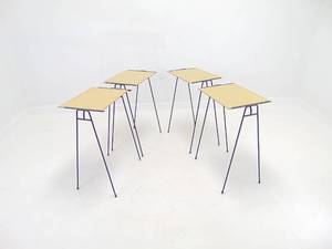 lot 431 image: Set of Four Stackable Iron Base Vintage Mid Century TV Dinner Tables