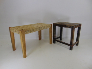 lot 422 image: Rustic Stool & Woven Bench