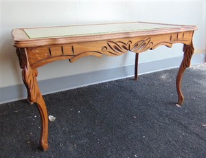 lot 392 image: Antique Hand-Carved Wood Tea Table