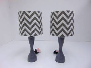 lot 361 image: Pair of Cute Small Gray Table Lamps - Working - Showroom