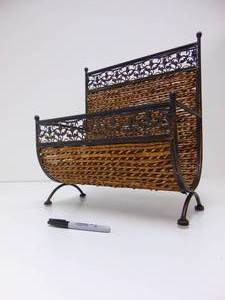lot 364 image: Wicker & Metal Magazine Holder