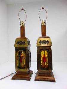 lot 368 image: Pair of Vintage 1970s Table Lamps with Flame Lights Inside - Working - SHOWROOM