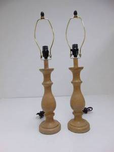 lot 369 image: Pair of Beige Table Lamps - Working