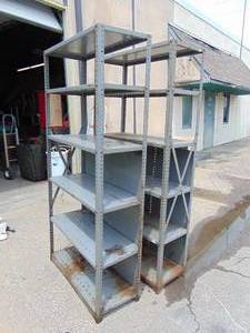 lot 531 image: Pair of Metal Shelves Perfect for Garage