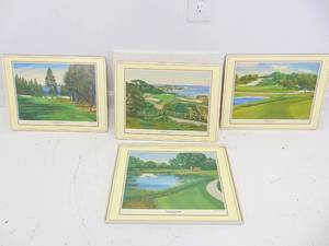 lot 482 image: English Life Set of Four Placemats of Golf Courses