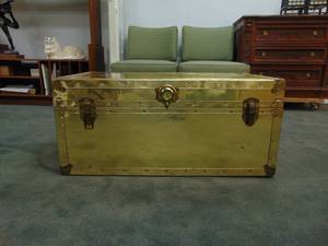 lot 273 image: Brass Clad Vintage Trunk with Cedar Lining - SHOWROOM