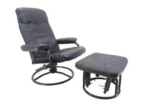 lot 45 image: Black Swivel Chair with Ottoman