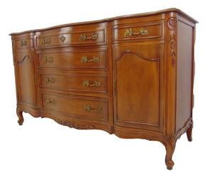 lot 538 image: MOUNT AIRY Beautiful French Buffet with China Cabinet Hutch Cabinet Top SHOWROOM