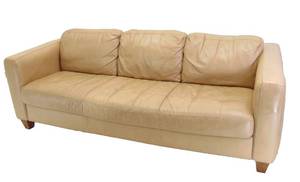 lot 296 image: NATUZZI Beige Leather Sofa