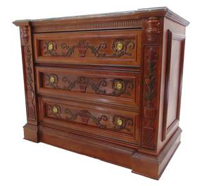 lot 150 image: Beautiful Bachelors Chest by Pulaski Furniture - Wood Detail & Stone Look Top