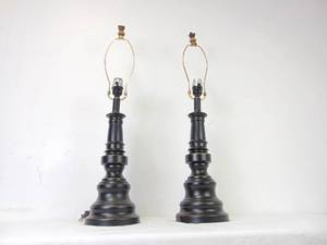 lot 126 image: Pair of Classical Black Table Lamps Working