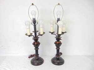 lot 129 image: Pair of Candlestick Style Table Lamps - Working