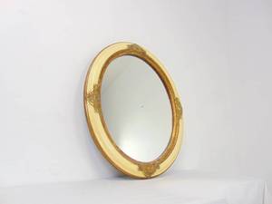 lot 159 image: Ivory & Gold Oval Mirror