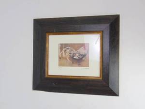 lot 160 image: The Spangled Cock Print Framed in Chunky Wood Frame