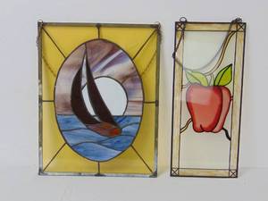 lot 177 image: Stained Glass Sailboat & Apple