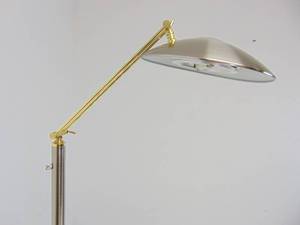 lot 211 image: 1990s Halogen Brass & Brushed Chrome Adjustable Floor Lamp