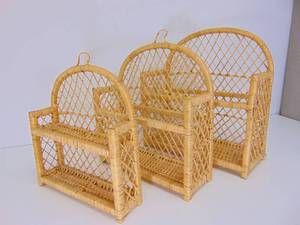 lot 368 image: Lot of 3 Vintage Wicker Wall Shelves  Wall Decor