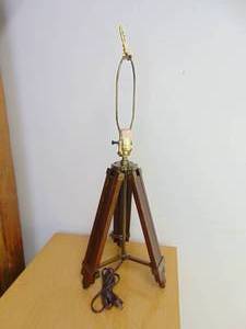 lot 219 image: Wood Tripod Table Lamps