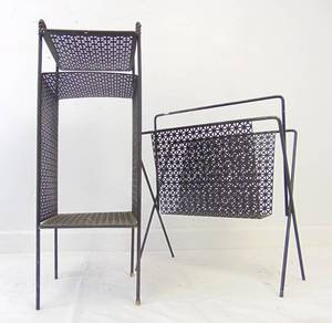 lot 41 image: Vintage Mid Century Magazine Rack and Small Side Table