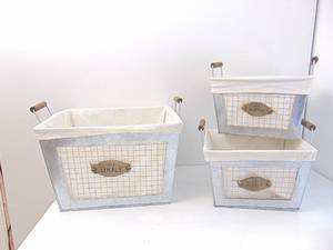 lot 305 image: Lot of Farmhouse Style Organizer Baskets  Containers