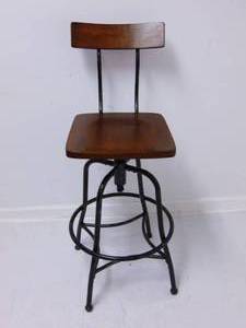 lot 71 image: Industrial Style Barstool with Back - Metal & Wood Target