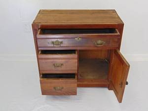 lot 74 image: Antique Cabinet  Chest of Drawers with Tongue & Groove Construction and Brass Detailed Hardware