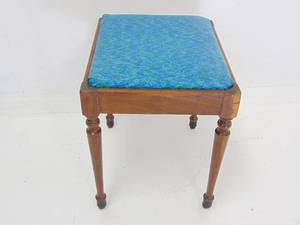lot 402 image: Vintage Stool with Retro Blue & Green Vinyl