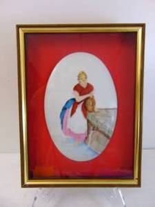 lot 481 image: Hand-Painted Porcelain Plate Signed and Framed in Shadow Box (Local Artist)