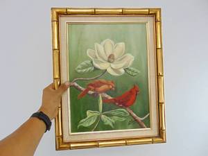 lot 183 image: Original oil painting of a flower  by local artist Nelly Acuna