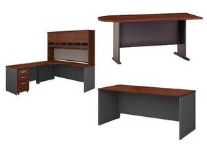 lot 802 image: Bush Business C Collection Large Curved Desk, File Cabinet, Credenza, Standard Desk & Peninsula