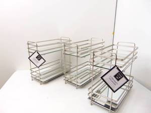 lot 412 image: Lot of 3 Brand New Mirrored 3 Tier Vanity Organizers