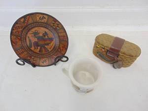 lot 336 image: Mixed Lot of Items with Hand-Painted Peruvian Plate