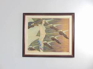 lot 344 image: Graphic Style Original Painting on Canvas Framed Signed S. Jones