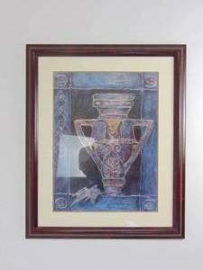 lot 349 image: Modern Print in Burlwood Look Frame