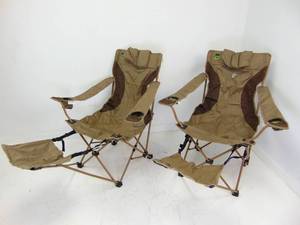 lot 546 image: Pair of Outdoor Fold-Up Chairs with Bags and Ottomans