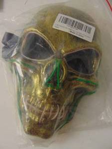 lot 523 image: Brand New LED Light Up Cosplay Skull Mask - White & Green Lights