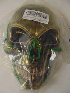 lot 526 image: Brand New LED Light Up Cosplay Skull Mask - White & Green Lights