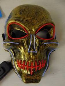 lot 528 image: Brand New LED Light Up Cosplay Skull Mask - Red & White Lights