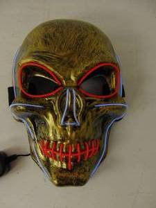 lot 530 image: Brand New LED Light Up Cosplay Skull Mask - Red & White Lights