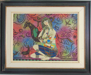 lot 352 image: Graphic Original Painting Framed