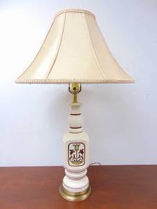 lot 375 image: Vintage Ceramic & Brass Table Lamp Hand-Painted