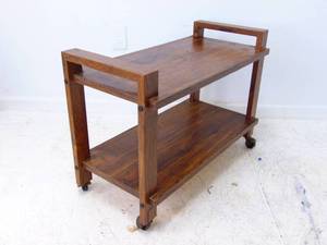 lot 98 image: Rolling Vintage Two Tier TV Stand - Viewable (Warehouse)