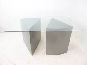 lot 542 image: Cheese Slices Table Stands with Glass Dining - Viewable (Warehouse)