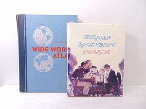 lot 392 image: Vintage Hardback Books World Wide Atlas & Norman Rockwells America - SHOWROOM