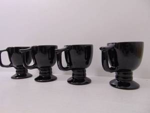 lot 405 image: FRANKOMA Set of 4 Black Ceramic Small Coffee Mugs - SHOWROOM