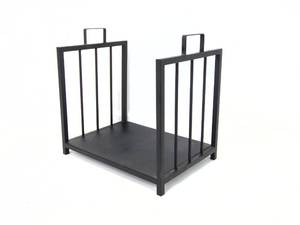 lot 130 image: Black Metal Modernist Fireplace Log Holder - SHOWROOM