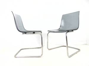 lot 49 image: Pair of IKEA Smoked Gray Acrylic Modern Chairs with Chrome Bases - Viewable Warehouse