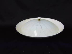 lot 234 image: Vintage Mid Century Glass and Metal White Flush Mount Light Fixture - SHOWROOM