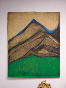 lot 114 image: Large Original Oil Painting on Burlap - SHOWROOM