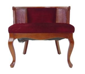 lot 119 image: Vintage Barrel Back Cane and Velvet Chair - SHOWROOM